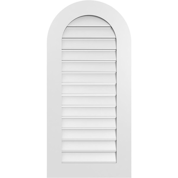 Ekena Millwork Round Top Surface Mount PVC Gable Vent: Functional, w/ 3-1/2"W x 1"P Standard Frame, 20"W x 42"H GVPRT20X4201SF - main